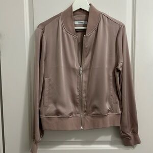 JustFab medium rose pink polyester dressy bomber jacket.